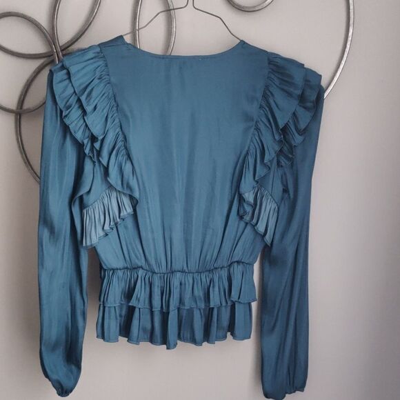 THML Elegant Teal Ruffle Blouse - Picture 5 of 7